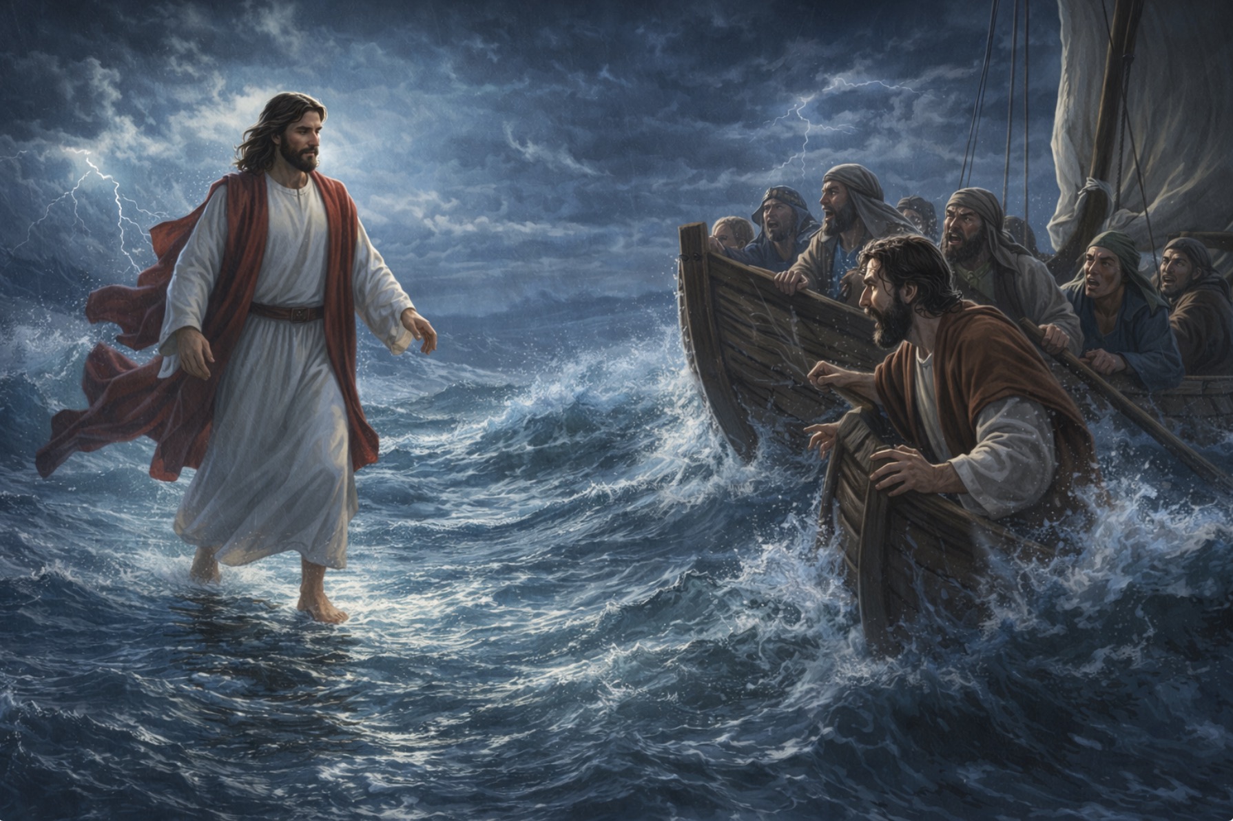 Jesus walks on water